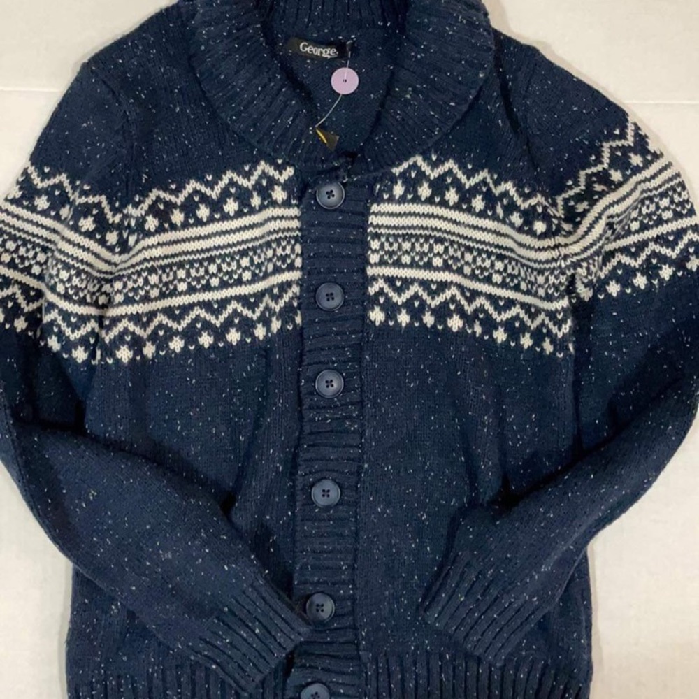Boys blue knit button down cardigan